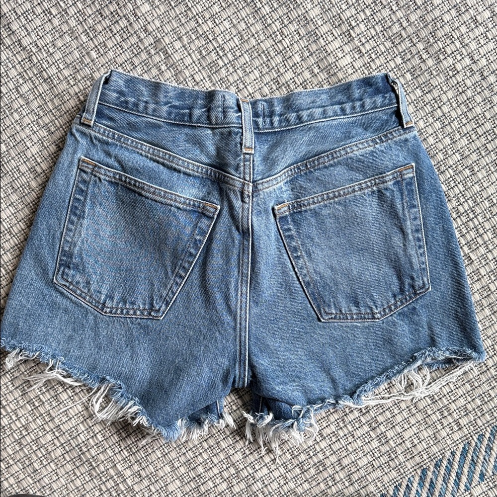 Agolde Distressed Blue Jean Shorts - Picture 4 of 4